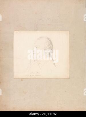 Portrait of William Blake, John Flaxman, 1755–1826, British, ca. 1804, Graphit auf mittlerem, leicht strukturiertem, cremefarbenem Wove-Papier, Blatt: 7 x 8 1/8 Zoll (17.8 x 20.6 cm) und Halterung: 16 5/8 x 12 7/8 Zoll (42.2 x 32.7 cm), Künstler, Graveur (Grafiker), Mann, Dichter, Porträt, Profil Stockfoto