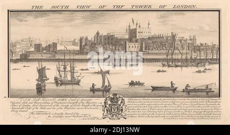 The South View of the Tower of London, Nathaniel Buck, aktiv 1727–1753, nach Samuel Buck, 1696–1779, British, 1737, Engraving Stockfoto