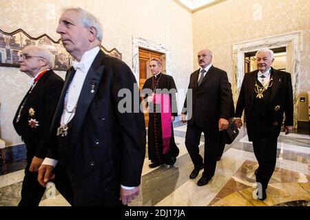 Papst Franziskus trifft sich am 21. Mai 2016 mit dem weißrussischen Präsidenten Alexander Lukaschenko im Vatikan. Foto von ABACAPRESS.COM Stockfoto