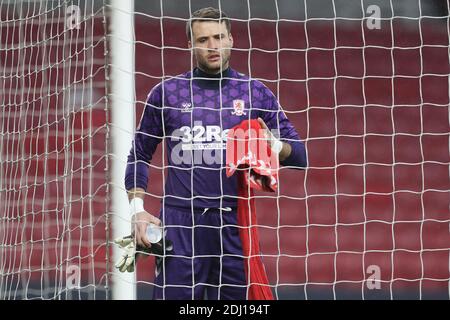 MIDDLESBROUGH, ENGLAND. 12. DEZEMBER Marcus Bettinelli von Middlesbrough während des Sky Bet Championship Spiels zwischen Middlesbrough und Millwall im Riverside Stadium, Middlesbrough am Samstag, 12. Dezember 2020. (Kredit: Mark Fletcher, Mi News) Kredit: MI Nachrichten & Sport /Alamy Live Nachrichten Stockfoto