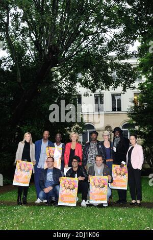 Oxmo Puccino, Valerie Pecresse, MC Solaar, Faada Freddy, Sebastien Folin, Luc Barruet, Bruno Delport et Anne A-R assistent a la Conference de Presse de Solidays 2016 a Paris, France le 02 Juin 2016. Foto von Aurore Marechal/ABACAPRESS.COM Stockfoto