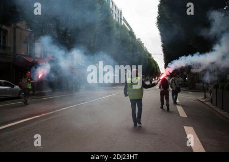 CE mardi 14 juin à Rennes, plus de 2500 personnes ont manifest contre le projet de réforme du Code du travail. Pas de dégradations, pas de violences, pas d'affrontements avec les forces de l'ordre, la Manifestation s'est déroulée et s'est dispergée dans le calme France, Rennes (35), le 14/06/2016. Foto von Vincent Feuray/ABACAPRESS;COM Stockfoto