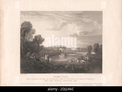 Pope's Villa, Druck von John Pye, 1782–1874, britisch, Figuren von Charles Heath, 1785–1848, britisch, nach Joseph Mallord William Turner, 1775–1851, britisch, 1811, Radierung und Strichgravur auf mittelschwerem, leicht strukturiertem, cremefarbenen Wove-Papier Stockfoto