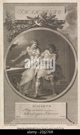 Macbeth, I. Akt, II. Szene, Francesco Bartolozzi RA, 1728–1815, italienisch, tätig in Großbritannien (1764–99), nach Philippe-Jacques de Loutherbourg, 1740–1812, französisch, tätig in Großbritannien (ab 1771), 1784, Engraving Stockfoto