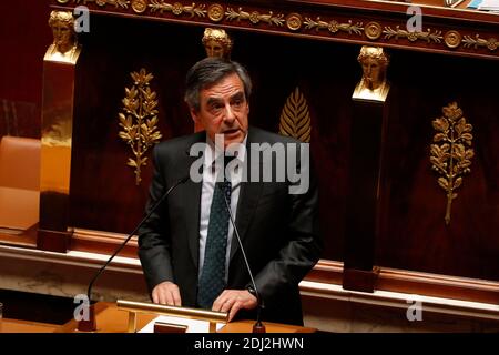 Les Republicains ehemaliger Premierminister Francois Fillon bei einer Debatte über den Brexit auf der französischen Nationalversammlung am 28. Juni 2016 in Paris, Frankreich. Foto von Henri Szwarc/ABACAPRESS.COM Stockfoto