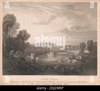 Pope's Villa, Print Made by John Pye, 1782–1874, British, Figures by Charles Heath, 1785–1848, British, after Joseph Mallord William Turner, 1775–1851, British, Published by Longman, Active 1804–1914, British, 1811, Radierung und Strichgravur auf mittelschwerem, leicht strukturiertem, cremefarbenen Papier Stockfoto