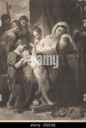 Agrippina surrounded by her Children, Valentine Green, 1739–1813, britisch, nach Benjamin West, 1738–1820, amerikanisch, in Großbritannien tätig (ab 1763), 1774, Mezzotint Stockfoto