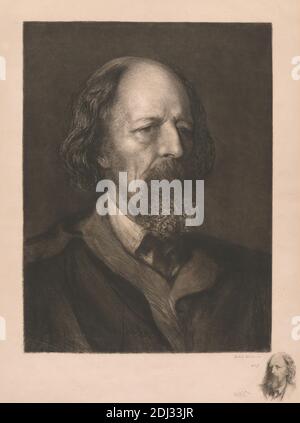 Alfred, Lord Tennyson, Sir Hubert von Herkomer, 1849–1914, British, 1879, Radierung auf Medium, leicht strukturiert, cremefarbenes Papier, Blatt: 22 1/2 × 16 3/4 Zoll (57.2 × 42.5 cm) und Bild: 18 1/4 × 13 5/8 Zoll (46.4 × 34.6 cm) Stockfoto