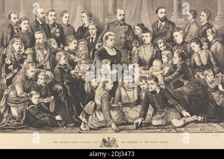 Ihre Majestät Königin Victoria und königliche Familie, unbekannter Künstler, nach Matthew White Ridley, 1837–1888, Britisch, 1877, Holzstich (24 Blocks Stockfoto