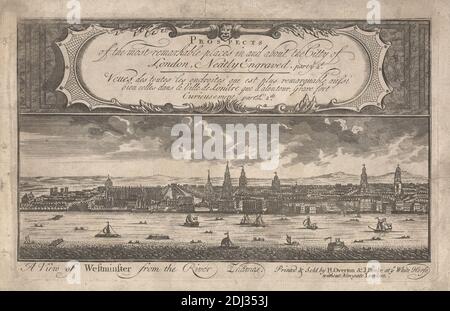 Ein Blick auf Westminster von der Themse, unbekannter Künstler, siebzehnten Jahrhundert-achtzehnten Jahrhundert, nach unbekannten Künstler, undated, Graving Stockfoto
