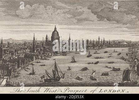 Die South West Prospect von London, unbekannter Künstler, siebzehnten Jahrhundert-achtzehnten Jahrhundert, nach unbekannten Künstler, undated, Graving Stockfoto