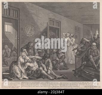 A Rake's Progress, Platte VIII: In Bedlam, William Hogarth, 1697–1764, britisch, 1735, Strichgravur, Blatt: 12 3/8 x 15 (31.4 x 38,4 cm Stockfoto