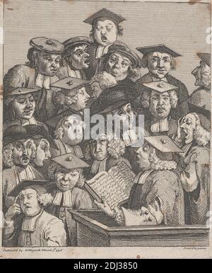 Scholars at a Lecture (A Chorus of Singers), William Hogarth, 1697–1764, britisch, 1736, Gravur, Blatt: 8 1/8 x 6 7/8in. (20.6 x 17,5 cm Stockfoto