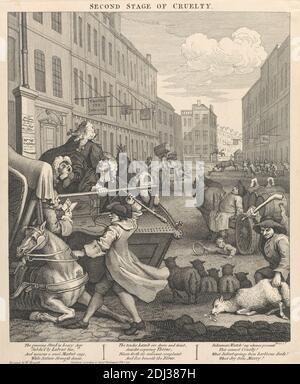 The Second Stage of Cruelty: Second, Coachman beating a Fallen Horse, William Hogarth, 1697–1764, British, 1751, Graving, Sheet: 15 3/8 x 12 3/4in. (39.1 x 32,4 cm Stockfoto