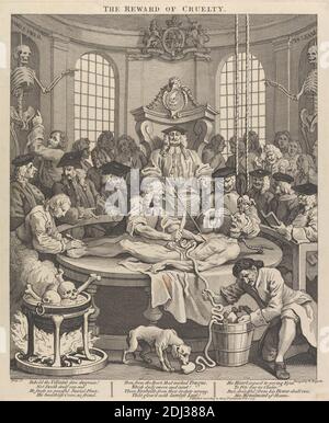 The Four Stages of Cruelty: The Reward of Cruelty (Anatomy Theatre), William Hogarth, 1697–1764, British, 1751, Graving, Blatt: 14 x 11 (35.6 x 29,8 cm Stockfoto