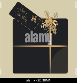 Elegante fröhliche weihnachtskarte mit goldenen Pfatten - Vektor-Illustration Stock Vektor