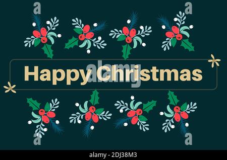 Elegante fröhliche weihnachtskarte mit goldenen Pfatten - Vektor-Illustration Stock Vektor