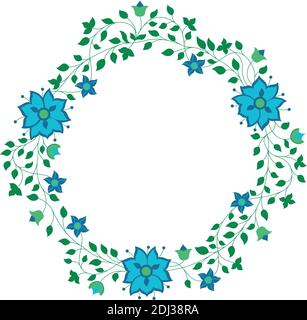 Runder Blumenrahmen auf weißem Hintergrund Stock Vektor