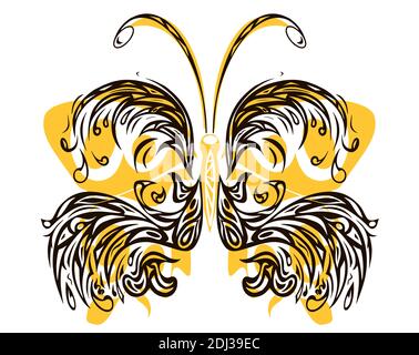 Schmetterling aus Kurven Silhouetten, isoliert auf weißem Hintergrund, eps10 Vektor-Illustration.