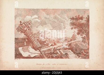 Design for a New Order of Architecture, Samuel Ireland, aktiv 1760–gestorben 1800, britisch, nach William Hogarth, 1697–1764, britisch, 1. Mai 1799 Stockfoto