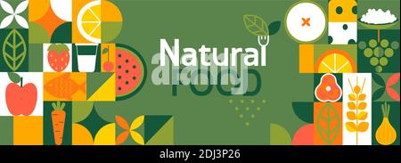 Naturfood Banner in flacher Form. Stock Vektor