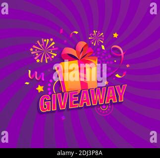 Werbebanner, Win Poster mit Geschenkbox und Preis Stock Vektor