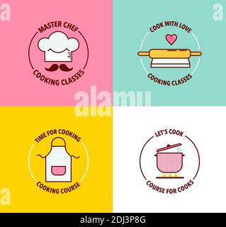 Set von Logo für Kochkurse und Kurse. Stock Vektor