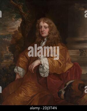 Sir Ralph Bankes, Sir Peter Lely, 1618–1680, niederländisch, tätig in England (ab 1643), ca. 1660, Öl auf Leinwand, Stütze (PTG): 46 7/8 x 38 3/4 Zoll (119.1 x 98.4 cm), Säule (architektonisches Element), Kostüm, Landschaft, Mann, Porträt Stockfoto