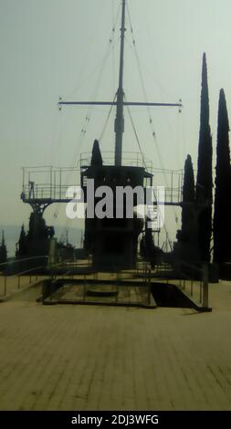 Gardone Riviera, Italien - märz 2018: Die Brücke des 1. weltkrieges Kriegsschiff Apulien im Vittoriale der Italiener wieder aufgebaut Stockfoto