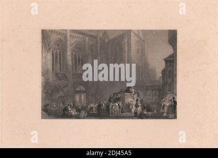 St. Julian's, Tours, William Radclyffe, 1780–1855, britisch, nach Joseph Mallord William Turner, 1775–1851, britisch, 1833, Radierung und Gravur, Kupferstichproof Stockfoto