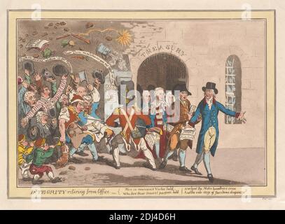 Integrität, die aus dem Amt zurücktritt, James Gillray, 1757–1815, British, 1801, Etching Stockfoto