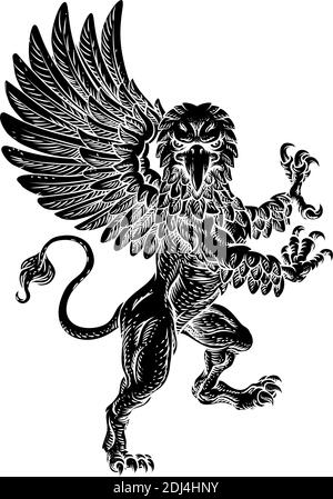 Griffin Grassierende Gryphon Wappen Wappen Maskottchen Stock Vektor