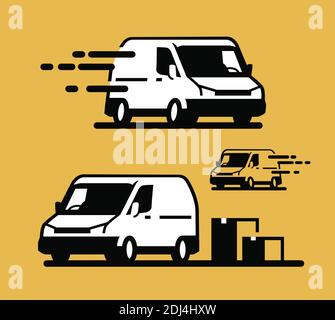 Vorlage für Lieferlogo. Versandservice, bewegliches Symbol Stock Vektor