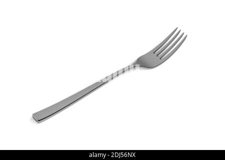 Edelstahlgabel auf weißem Hintergrund - 3D-Rendering Stockfoto