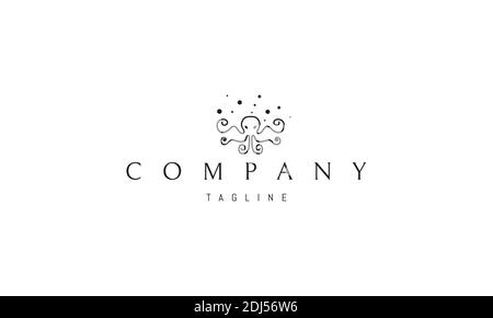 Vektor-Logo, in dem ein abstraktes Bild von einem Oktopus in einem linearen Stil. Stock Vektor