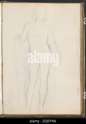 Apollo mit der Leier, Villa Medici, Rom, John Flaxman, 1755–1826, British, 1787, Graphit auf Medium, leicht strukturiert, cremefarbenes Papier in Pergament gebunden, Blatt: 8 5/8 x 6 Zoll (21.9 x 15.2 cm) und Wirbelsäule: 9 Zoll (22.9 cm) Stockfoto