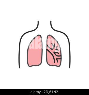 Symbol für Bronchiektase-Linienfarbe. Melden Sie sich für Webseite, mobile App Stock Vektor