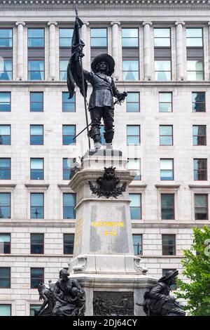 Denkmal für Paul de Chomedey, Sieur de Maisonneuve, Montreal, Kanada Stockfoto