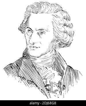 Porträt von Sir John Herschel - ein englischer Universalgelehrter, Mathematiker, Astronom, Chemiker, Erfinder, Experimentalfotograf. Illustration des 19. Jahrhunderts. Deutschland. Weißer Hintergrund. Stockfoto