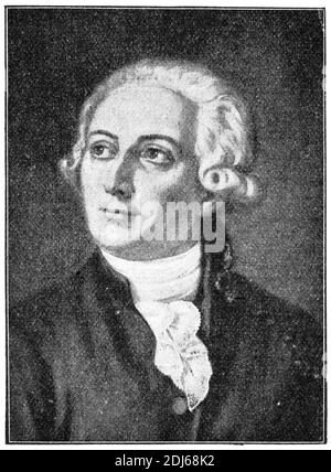 Portrait von Antoine-Laurent de Lavoisier - ein französischer Adliger und Chemiker. Illustration des 19. Jahrhunderts. Deutschland. Weißer Hintergrund. Stockfoto