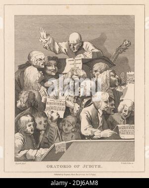 A Chorus of Singers, Probe of the Oratorio of Judith, Print made by Thomas Cook, 1744–1818, British, after William Hogarth, 1697–1764, British, Published by Longman, Active 1804–1914, British, 1808, Radierung und Strichgravur auf mittelschwerem, leicht strukturiertem, cremefarbenen Papier Stockfoto