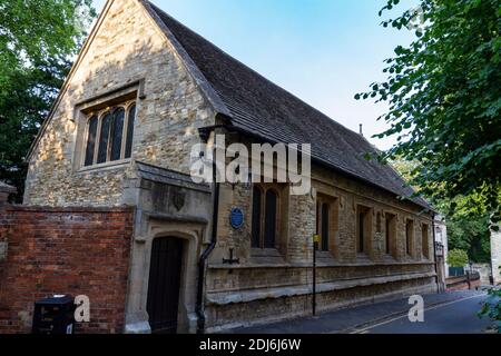 Die Kings School Hall, in der Sir Isaac Newton ausgebildet wurde, Grantham, Lincolnshire, Großbritannien. Stockfoto