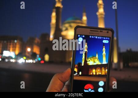 Illustration des Spiels „Pokemon Go“ im Freien in der Innenstadt von Beirut, Libanon, am 1. August 2016. Foto von Balkis Press/ABACAPRESS.COM Stockfoto