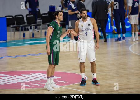 Madrid, Spanien. Dezember 2020. Felipe Reyes beim Real Madrid Sieg über Unicaja Málaga (91 - 84) in Liga Endesa regulären Saison Spiel (Tag 14) gefeiert in Madrid, Spanien im Wizink Center am 13. Dezember 2020. (Foto: Juan Carlos García Mate/Pacific Press/Sipa USA) Quelle: SIPA USA/Alamy Live News Stockfoto