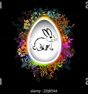 Frohe Ostern Text. Mehrfarbige Postkarte. Gemischte Medien. Vektorgrafik Stock Vektor