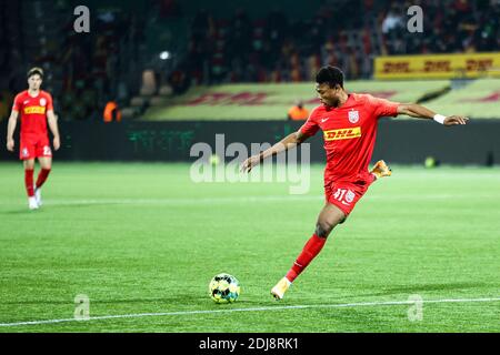 Farum, Dänemark. Dezember 2020. Abu Francis (41) vom FC Nordsjaelland gesehen während des 3F Superliga-Spiels zwischen FC Nordsjaelland und FC Kopenhagen in Right to Dream Park in Farum. (Foto Kredit: Gonzales Foto/Alamy Live News Stockfoto