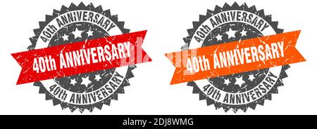 40. Jahrestag Grunge Stempel Set. 40-jähriges Bandschild Stock Vektor