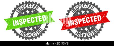 Inspizierte Grunge Stempelset. Inspizierte Band Schild Stock Vektor