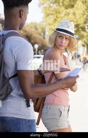 Verärgert Frau mit Mann Stockfoto