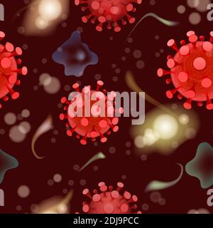 Viren und Bakterien nahtloses Muster Stock Vektor